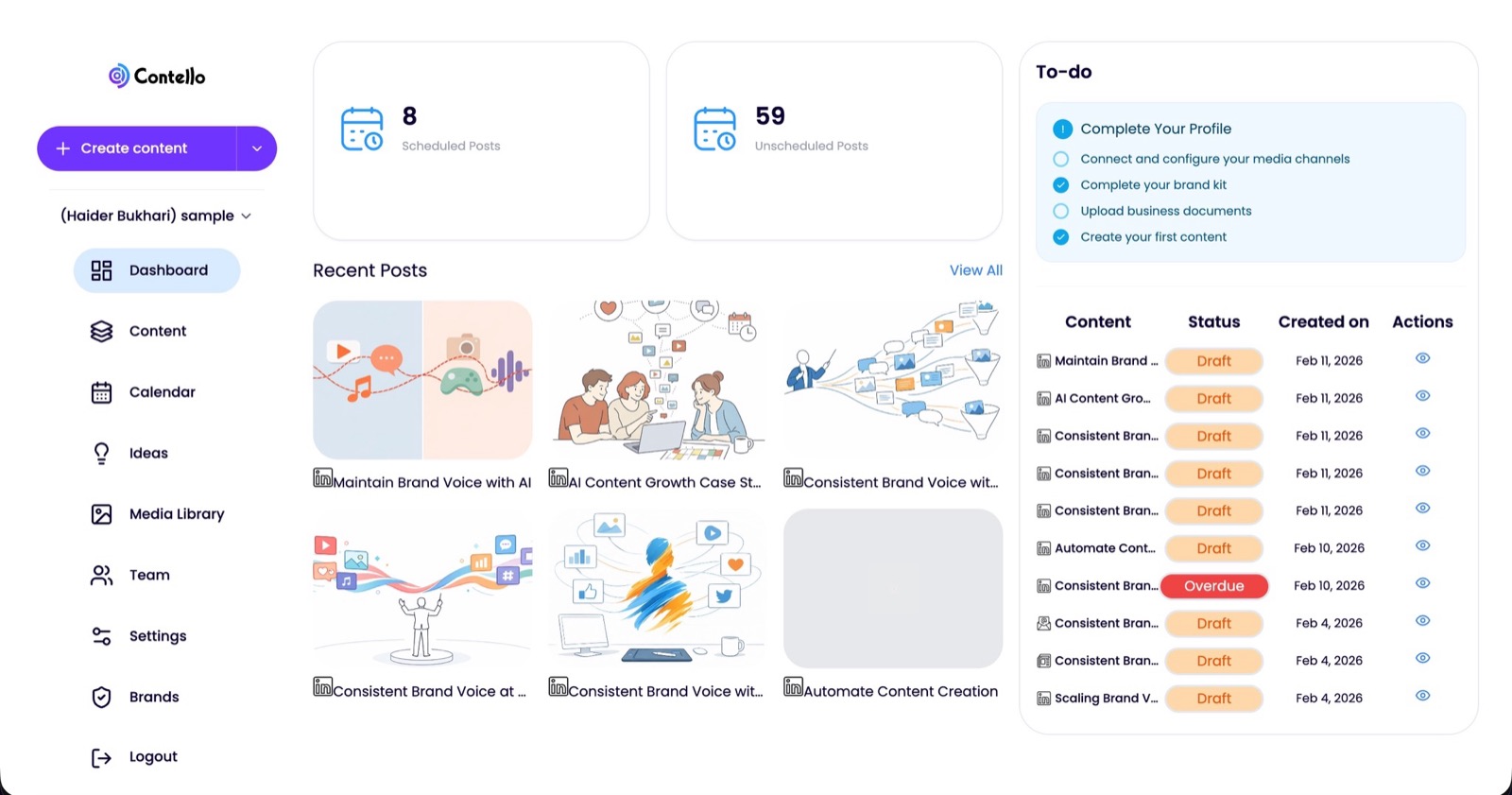 Contello Content Engine - AI Content & Campaign Automation. Built by Haider Bukhari.